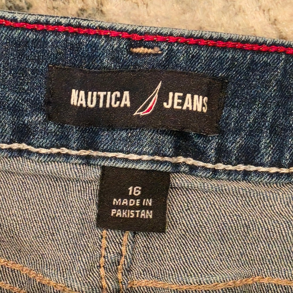 Nautica Jeans Co Womens Size 16 Medium Wash Straight Leg Denim Blue Pants - Picture 6 of 7